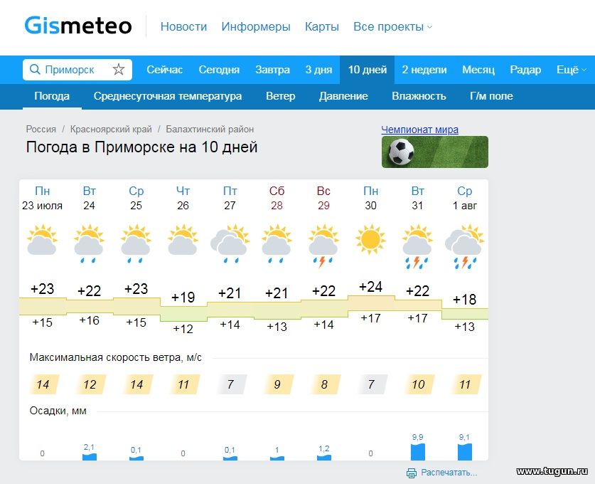 Погода в приморск ленинградская область на неделю